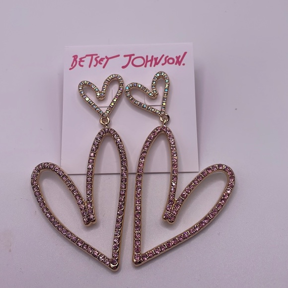 Betsey Johnson Jewelry - Betsey Johnson Heart Rhinestone Earrings